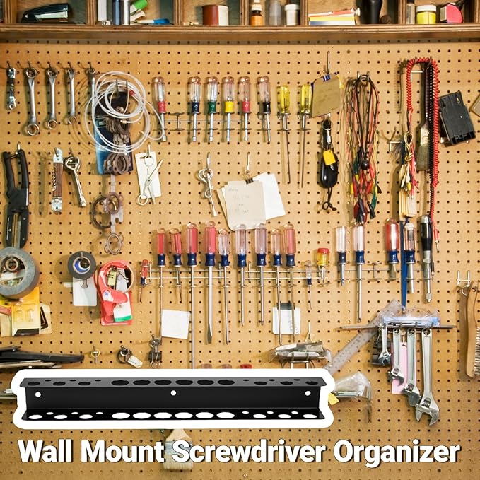 Screwdriver Plier Organizer Heavy Duty Wall Mount Tool Storage Rack Screwdriver Organizer Hand Tool Hammer Pliers Storage Rack For Garage Workshop Homes Workshops Sheds,15.75 Inch