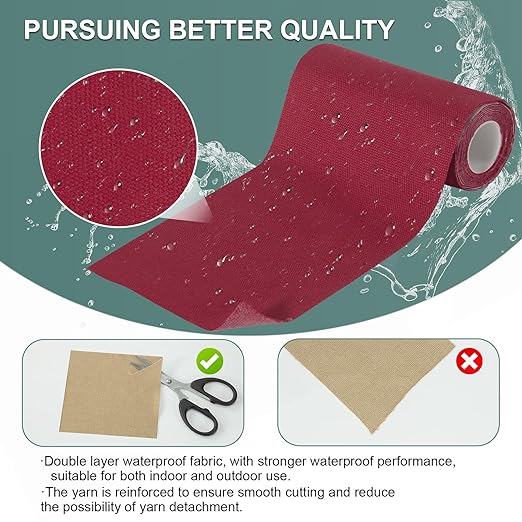 Canvas Repair Tape, 4×63 Inches Claret Waterproof Self-Adhesive Patch for Outdoor Gear, Durable and Weatherproof Fabric Tape for Boat Covers, Tents,Couch,Sofas, Sun Shades, Awnings, and Lounge Chairs