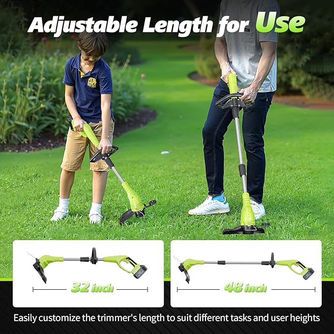 Aokia String Trimmer: Grass Edger with 4 Replacement Spools and 2 Blands - Lightweight Electric Lawn Cutter, 40V 2.0Ah Battery Powered Cordless Weed Wacker for Garden, Yard