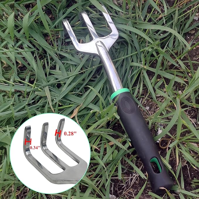 Garden Tools Set, 5 Piece Aluminum Hand Tool Kit with Ergonomic Handle, Heavy Duty Gardening Tools Include Hand Trowel, Transplant Trowel, Hand Rake, Weeder and Shears (Green)