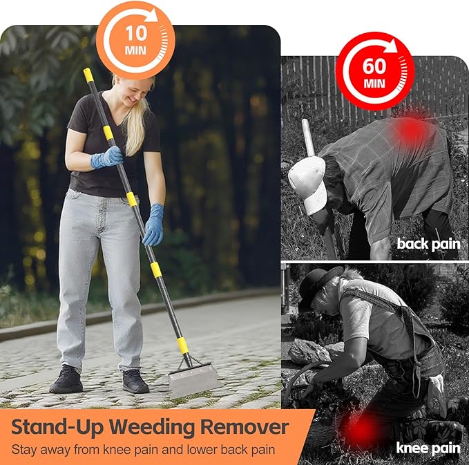 Garden Shovel, Weed Scraper Tool, Multifunctional Garden Cleaning Shovels, 60" Floor Scraper Long Handle, Heavy Duty Metal Flat Spade Shovel for Lawn Edging,Sidewalk Weeding,Ice Chopper,Snow Shovel