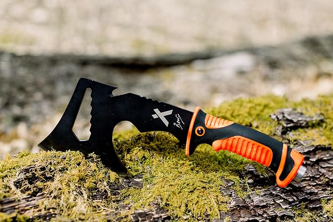 Bear Grylls Ultimate Hatchet, Axe for Camping, Survival, and Backpacking, Includes Sheath, Bottle Opener, Hammer, and Hex Wrench, 3cr13 Stainless Steel - Black Oxide