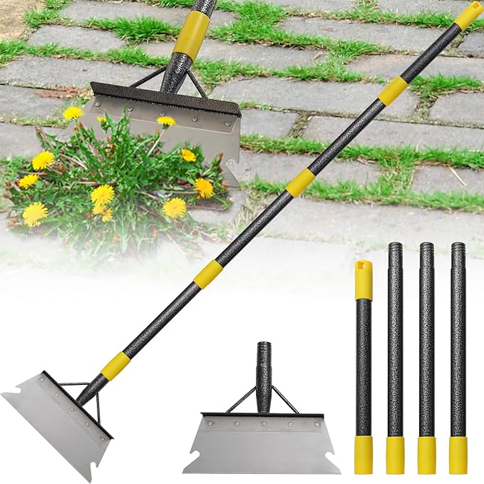Garden Shovel, Weed Scraper Tool, Multifunctional Garden Cleaning Shovels, 60" Floor Scraper Long Handle, Heavy Duty Metal Flat Spade Shovel for Lawn Edging,Sidewalk Weeding,Ice Chopper,Snow Shovel