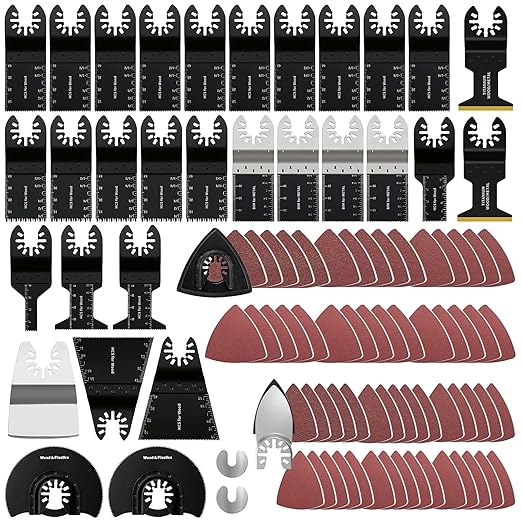 94 Pack Oscillating Saw Blades, Wood Metal Cutting Multitool Bi-Metal Blades Quick Release Tool Blades Kits Fit for Dewalt, Makita, Ryobi, Rockwell