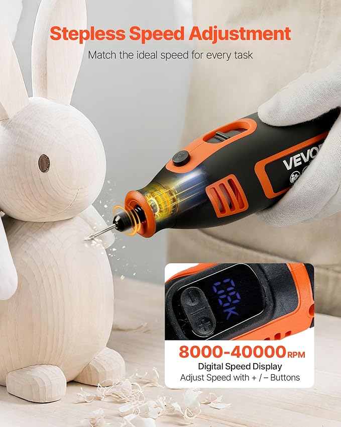 VEVOR 51-Piece Rotary Tool Kit, 200W Mini Power Rotary Tool Corded, 8000-40000RPM Multi-Purpose DIY Tools with Universal Chuck for Engraving, Sanding, Grinding, Polishing, Cutting, DIY Crafts