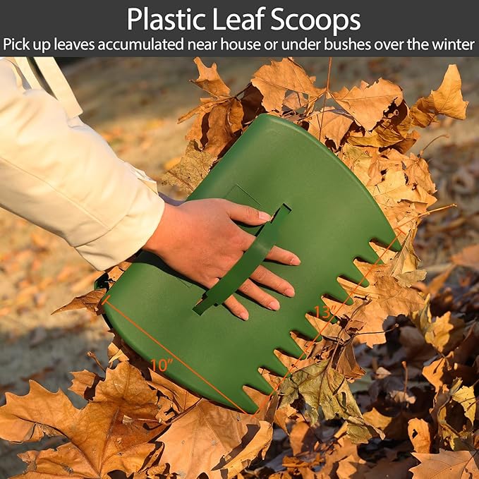 Adjustable Leaf Rake Set, Metal Garden Rake for Leaves with 32 Gallon Lawn and Leaf Bags & Leaf Scoops, Adult Kids Lawn Shrub Yard Landscape Rake with Expandable Head 8-17" Long Handle 30-60"