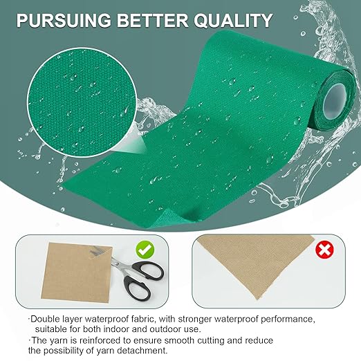 Canvas Repair Tape, 4×63 Inches Green Waterproof Self-Adhesive Patch for Outdoor Gear, Durable and Weatherproof Fabric Tape for Boat Covers, Tents, Couch, Sofas, Sun Shades, Awnings, and Lounge Chairs