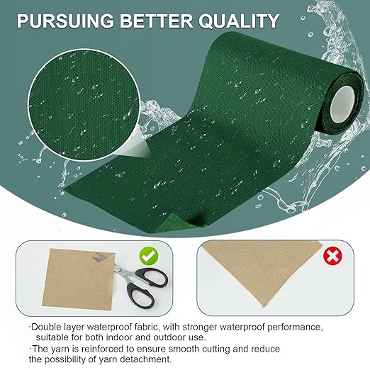 Canvas Repair Tape,4×63 Inches Blackish Green Waterproof Self-Adhesive Patch for Outdoor Gear,Durable and Weatherproof Fabric Tape for Boat Covers,Tents,Couch,Sofas,Sun Shades,Awnings,Lounge Chairs