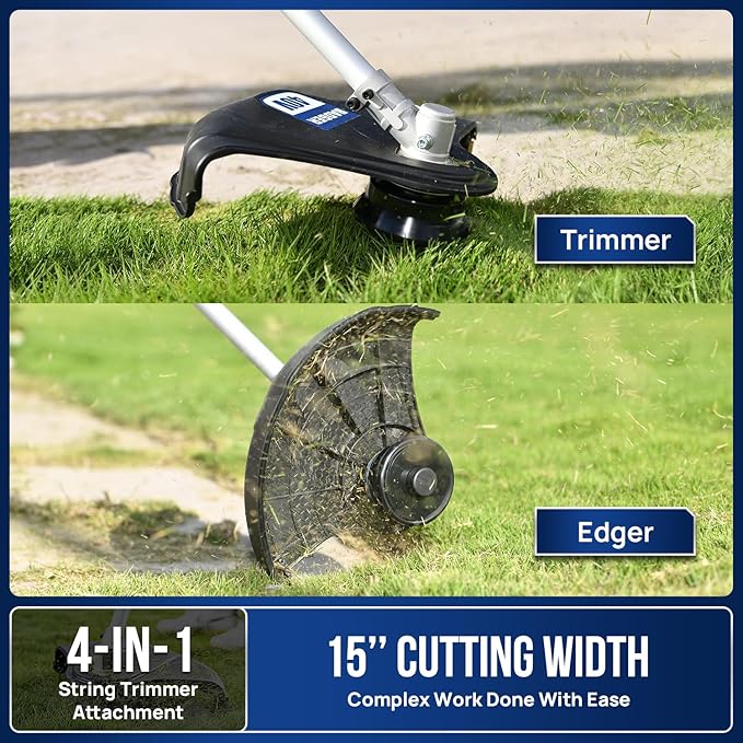 Wild Badger Power 40V Cordless Weed Wacker,String Trimmer/Edger, Hedge Trimmer and Brush Cutter Blade, Pole Saw, Attachment Capable 4-in-1 Multi-Tool Kit with 1 * 40V 4Ah Battery and 1*Charger
