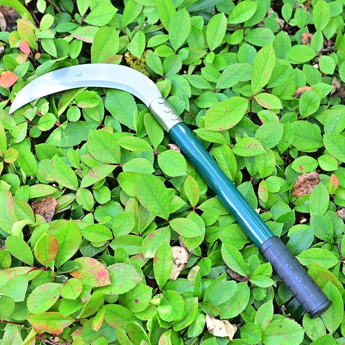 Sickle Knife Brush Clearing Garden Tool with Carbon Steel Blade for Yard Work, Weeding