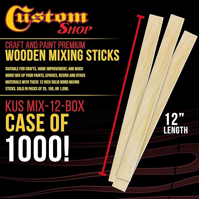 Custom Shop Craft and Paint Stirrers - 12" Premium Grade Wood - Full Case of 1000