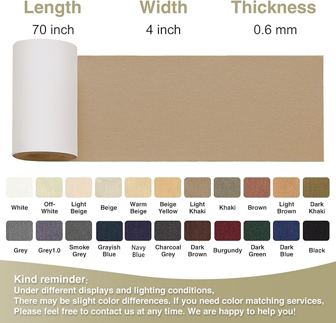 Canvas Repair Tape 4×70 Inch Waterproof Self-Adhesive Fabric Repair Patch for Repairing Boat Covers,Tents,Patio Umbrellas,Car Seats,Luggage,Sofas.(Light Khaki)