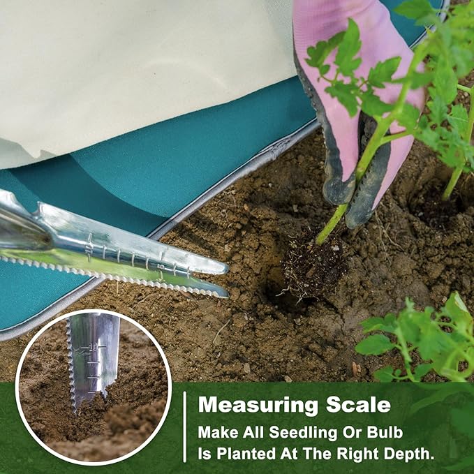 Haliaeetus Multi-Use Weed Trowel, Stainless Steel Dandelion Fork Puller, Serrated Edges Manual Weed Puller for Quick Cutting and Weeding, Garden Weed Trowel with Measuring Scale for Planting, Digging