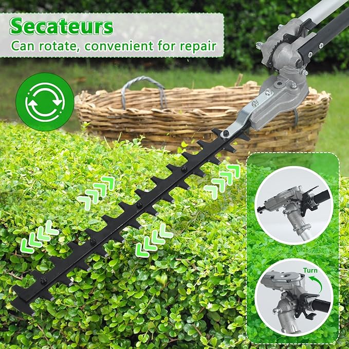 𝟖 𝐢𝐧 𝟏 Gas Weed Wacker, 52cc 2-Cycle Gas Weed Eater, 2025 Upgraded Weed Eater, 9500rpm High Power String Trimmer, Edger Pole Saw Chainsaw Pruner Brush Cutter for Yard, Garden(US Fast Arrival)