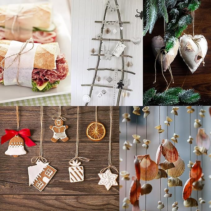 Anvin Cotton Twine - Natural Jute Packing & Wrapping Twines (Black, White) - 984 Feet, 10 Ply, 2mm Thick - Ideal for Bakers, Butchers, Arts & Crafts, Gardening - Pack of 3