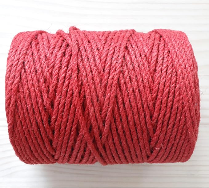 4mm x 300 Feet Red Jute Rope, Twine for Gardening Tomato Climbing Plant Tie Floristry Crafts Gift Wrapping Packing Decor