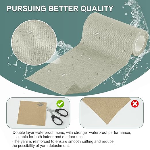 Canvas Repair Tape, 4×63 Inches Gray Waterproof Self-Adhesive Patch for Outdoor Gear, Durable and Weatherproof Fabric Tape for Boat Covers,Couch,Tents, Sofas, Sun Shades, Awnings, and Lounge Chairs