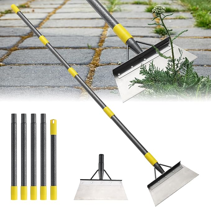 Garden Flat Shovel, Weeding Tool, 60 Inch Multifunctional Garden Cleaning Shovels, Heavy Duty Floor Scrapers Long Handle,Metal Weeding Scraper for Lawn Edging, Ice Scraper, Snow Shovel