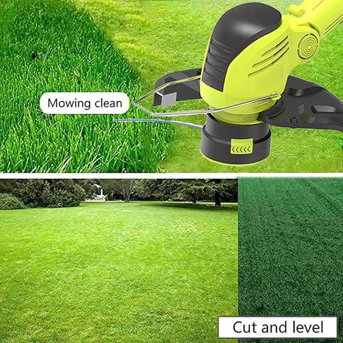 String Trimmers 21V 8-inch Cordless Weed Trimmer with Auto Line Feed, 2 X 2.0Ah Battery Powered Grass Cutter Lawn Edger Fast Charger Included