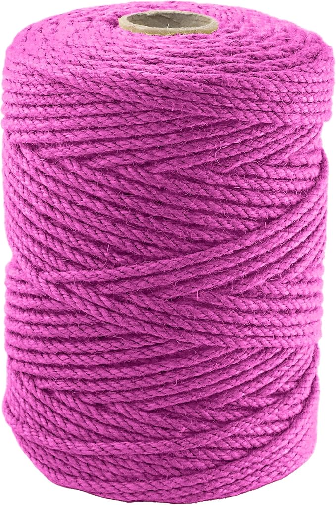 4mm x 400 Feet Pink Jute Rope, Twine for Gardening Tomato Climbing Plant Tie Floristry Crafts Gift Wrapping Packing Decor