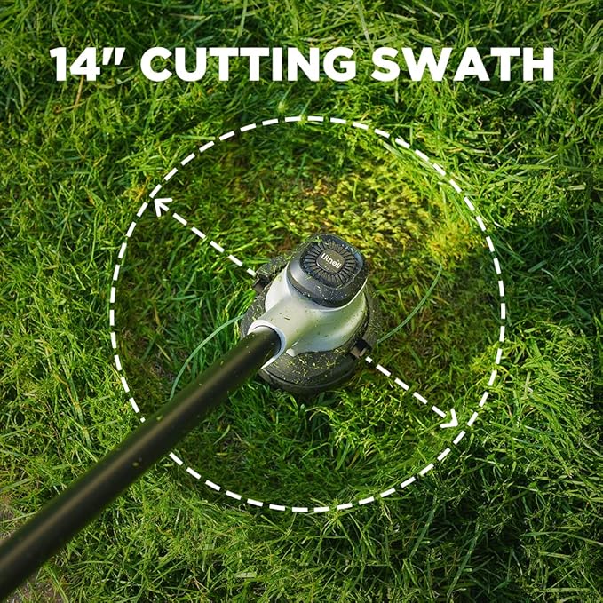 Litheli 2x20V 14" Brushless Cordless String Trimmer, Battery Powered Weed Eater, U20 Series Grass Trimmer with 2.5Ah Battery, Dual Line Bump Feed for Lawn Trimming, Lawn Care