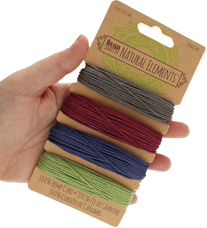 The Beadsmith 100% Hemp Cord – Dark Colors – 1mm, 30 Foot Spool, 20LB Test Strength – Twine for Jewelry Making, Macrame, Paper Crafts, Gardening, Scrapbooking, Home Décor, DIY String Art & More