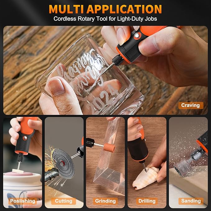 8V Cordless Rotary Tool Kit with 103pcs Accessories, USB-C Charging, 5-Speed 25000RPM mini cordless rotary tool, Power Rotary Tool for Engraving, Sanding, Drilling, Polishing, DIY Crafts