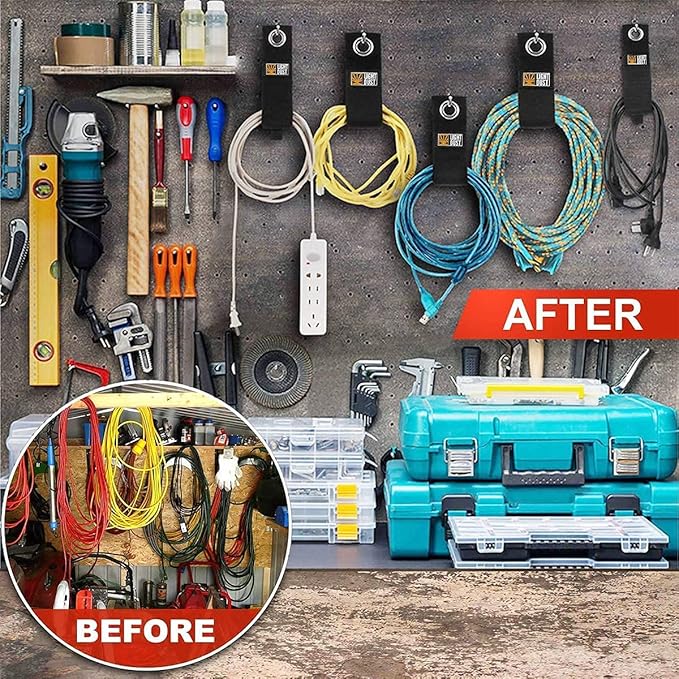 15PCS Heavy Duty Storage Straps - Garage Organization Tool Organizers and Fastening Straps - Cord Wrap Keeper, Cable Straps for Cords, Hoses, Rope, RV, Boat, and Garage Storage