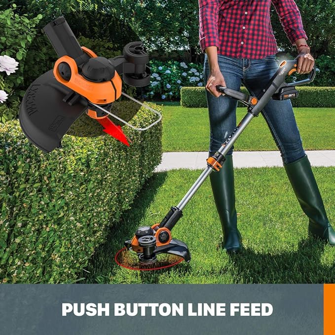 Worx String Trimmer Cordless 3.0 20V PowerShare 12" Edger & Weed Trimmer (Battery and Charger Not Included) WG163.9