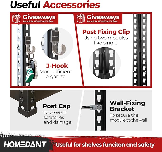 HOMEDANT 5 Tier Laminated Boltless Heavy Duty Garage Storage Adjustable Wide Size Metal Shelving Unit Utility Rack Shelves Organization Shelf Shed Warehouse 47.7" W x 18.2" D x 71.3" H 10Pack