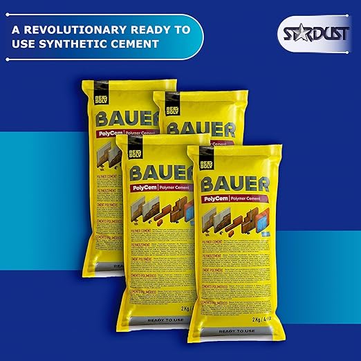 Bauer Instant Polymer Cement 4-Pack, Ready-to-Use Alternative to Mortar & Adhesives - Versatile for Concrete Crack Repair, Stone Tile Crack Repair & Brick Repair, Convenient, Durable & Easy to Store