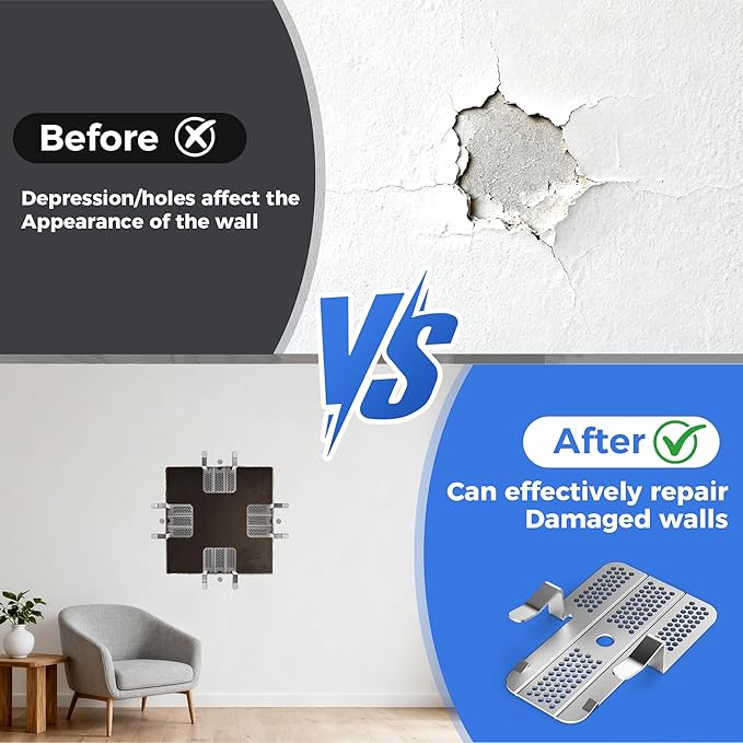 52 Pack Drywall Repair Clip, Drywall Clips Repair with 104 Screws Fits 1/2" and 5/8" Panels, Stainless Steel Drywall Fastener Repair Clips Kit for DIY Damaged Walls Repairing