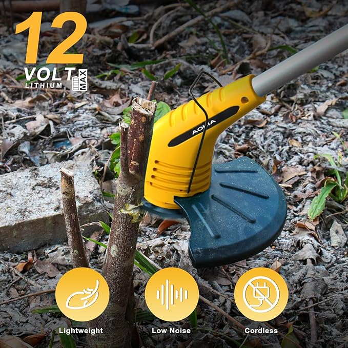 Weed Wacker Cordless,2000mah Battery Operated Weed Trimmer 3 Types Cutting Blade Lightweight Electric Grass Cutter,Fast Charger Portable Lawn Trimmer for Yard Garden