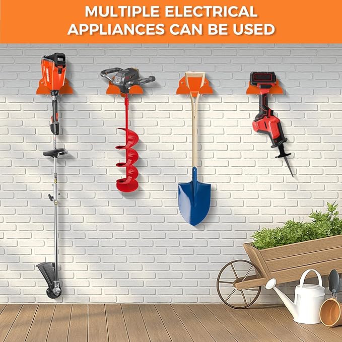 Weedeater Rack, 2 Pack Weed Eater Hanger, Weed Eater Rack for Wall, Heavy Duty Garden Tool Garage Organizer Trimmer Holder, Chainsaw Hanger Wall Mount(Black)