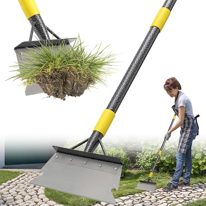 Garden Shovel, Weeding Tool, Multifunctional Garden Cleaning Shovels, 88 Inch Floor Scraper Long Handle, Heavy Duty Metal Flat Spade Shovel for Lawn Edging, Weeding, Ice Chopper, Snow Shovel