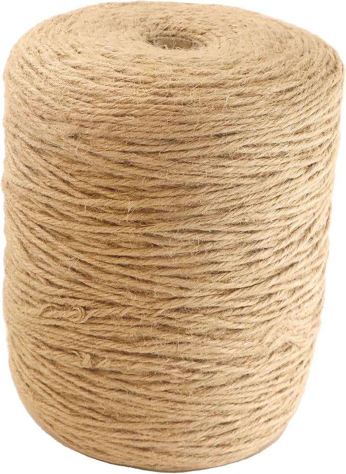 3mm x 2000 Feet Natural Jute Rope, Twine for Gardening Tomato Climbing Plant Tie Floristry Crafts Gift Wrapping Packing Decor