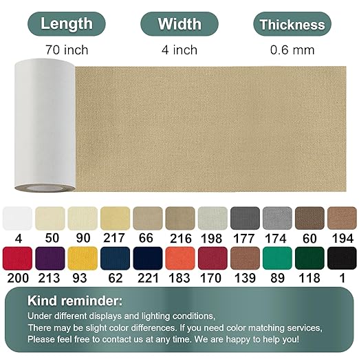 Canvas Repair Tape, 4×63 Inches Flaxen Waterproof Self-Adhesive Patch for Outdoor Gear, Durable and Weatherproof Fabric Tape for Boat Covers,Couch,Tents,Sofas,Sun Shades, Awnings, and Lounge Chairs