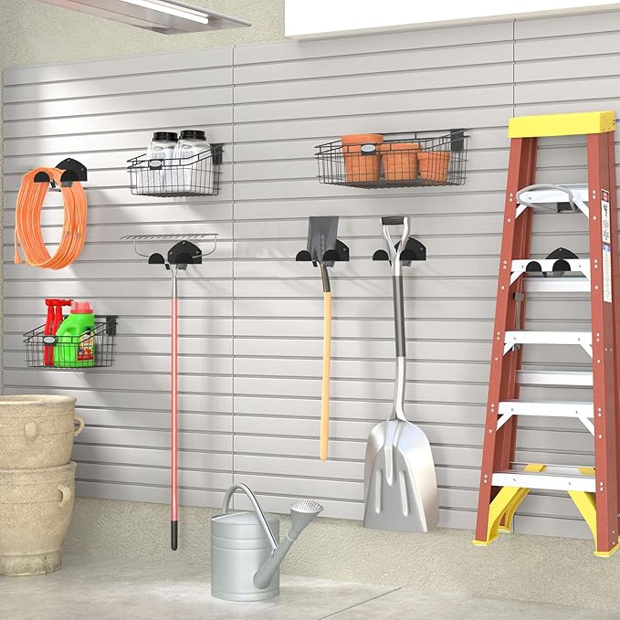 Weedeater Rack, 2 Pack Weed Eater Hanger, Weed Eater Rack for Wall, Heavy Duty Garden Tool Garage Organizer Trimmer Holder, Chainsaw Hanger Wall Mount(Black)