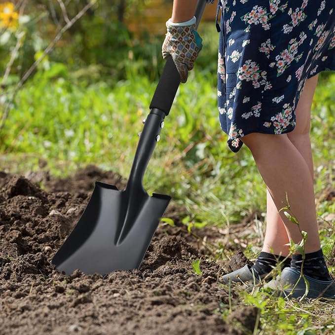 Shovel, Garden Shovels for Digging, 31” Small Spade Square Shovel with D-Handle Portable,Suitable for Car Snow Removal Trenching Kids Sand Beach Shovel Camping Gardening