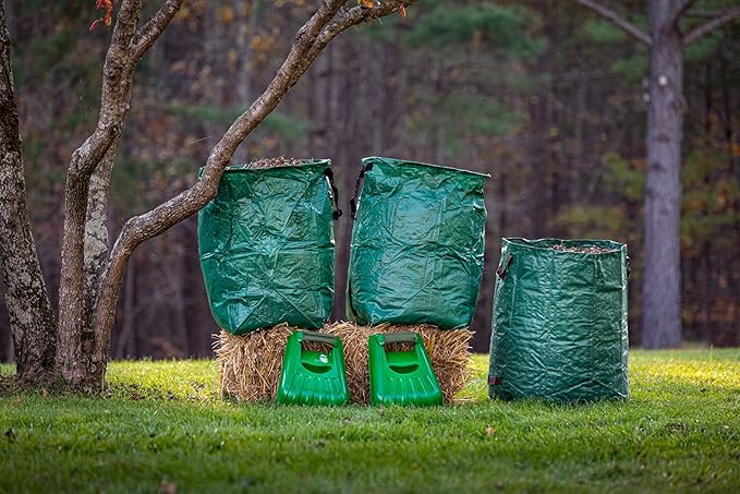 Gardzen Large Leaf Scoop Hand Rakes, Debris and Yard Waste Removal, Comes with 72 Gallon Garden Bag, Work Gloves, Protective Pads(Green)