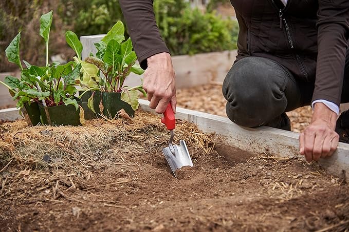 Corona CT 3314 Premium Stainless Steel ComfortGEL Garden Trowel, 13.5" Overall Length, Handle Length 7", Red