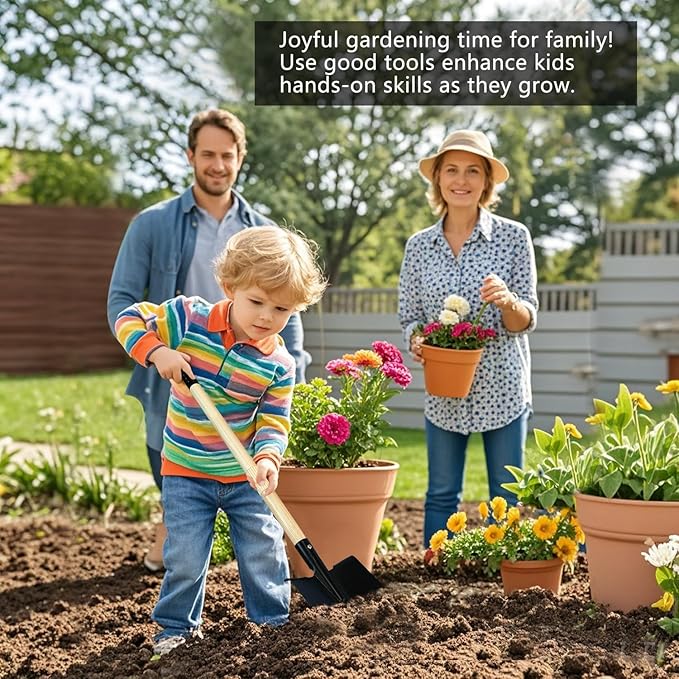 2PCS 27" Kids Shovels, Wood Handle & Metal Head Shovels for Digging Sand, Great for Beach & Garden