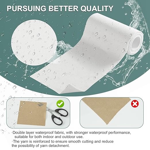 Canvas Repair Tape, 4×63 Inches White Waterproof Self-Adhesive Patch for Outdoor Gear, Durable and Weatherproof Fabric Tape for Boat Covers, Couch, Tents, Sofas, Sun Shades, Awnings, and Lounge Chairs