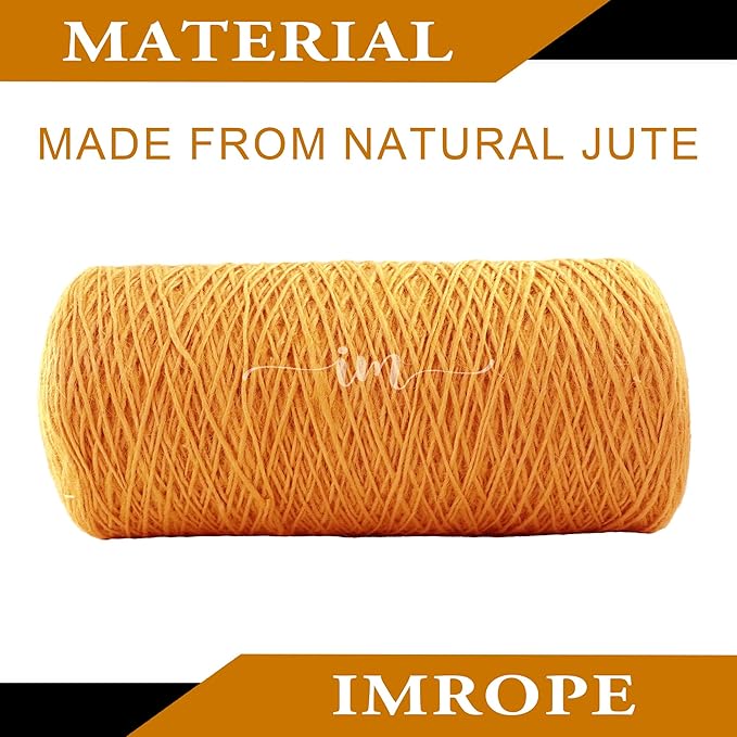 1mm x 1500 Feet Orange Jute Rope, Twine for Gardening Tomato Climbing Plant Tie Floristry Crafts Gift Wrapping Packing Decor