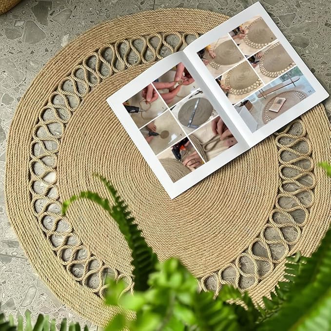 5mm Jute Twine, 164 Feet Braided Jute Rope, Heavy Duty and Thick Twine Rope for DIY Artwork, Bundling, Home Decor, Gardening Applications (5MM 164FT)