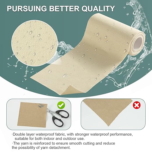 Canvas Repair Tape, 4×63 Inches Light Beige Waterproof Self-Adhesive Patch for Outdoor Gear,Durable and Weatherproof Fabric Tape for Boat Covers,Couch,Tents, Sofas, Sun Shades, Awnings, Lounge Chairs