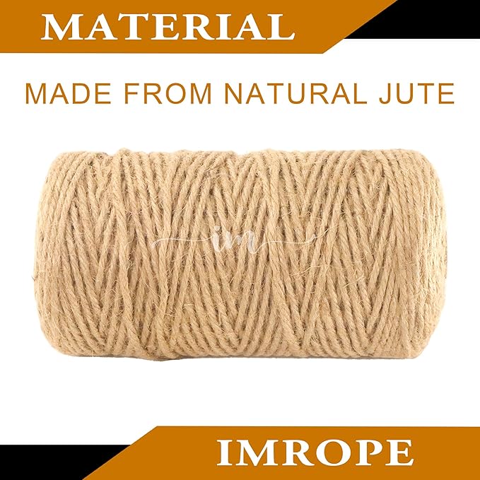 3mm x 500 Feet Natural Jute Rope, Twine for Gardening Tomato Climbing Plant Tie Floristry Crafts Gift Wrapping Packing Decor