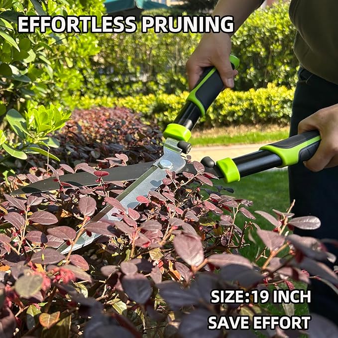 Hedge Clippers, Hedge Shears for Trimming Borders, Hedge Trimmer with Low-Friction Sharp Enough Blade, Garden Shears Gardening Tools with Soft Rubber Grip Bush Cutters Effortless Pruning 19 Inch