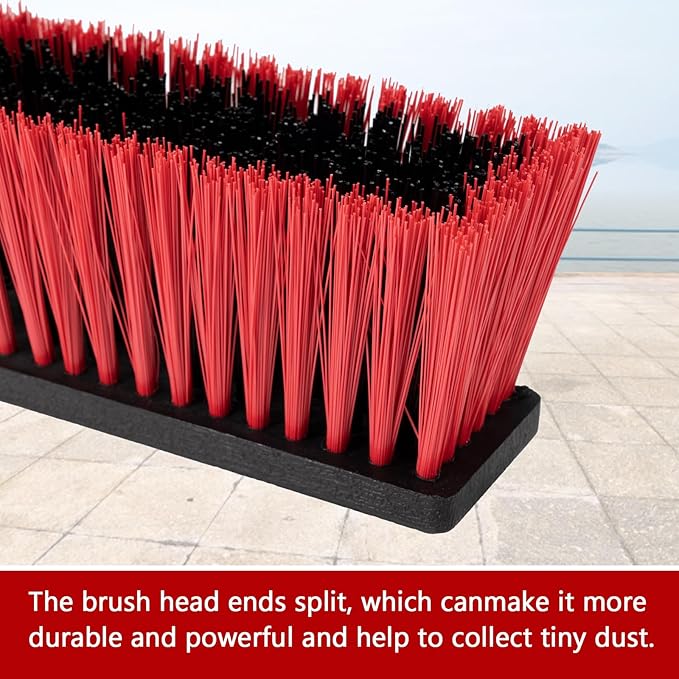 18" Push Broom for Outdoor - Heavy Duty 63" Long Handle Outdoor Broom for Deck,Driveway,Garage,Yard,Deck,Patio,Warehouse,Concrete