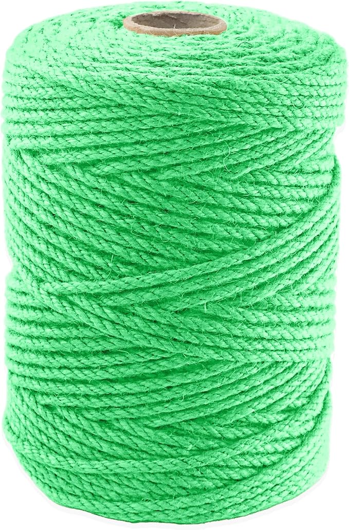 4mm x 500 Feet Light Green Jute Rope, Twine for Gardening Tomato Climbing Plant Tie Floristry Crafts Gift Wrapping Packing Decor